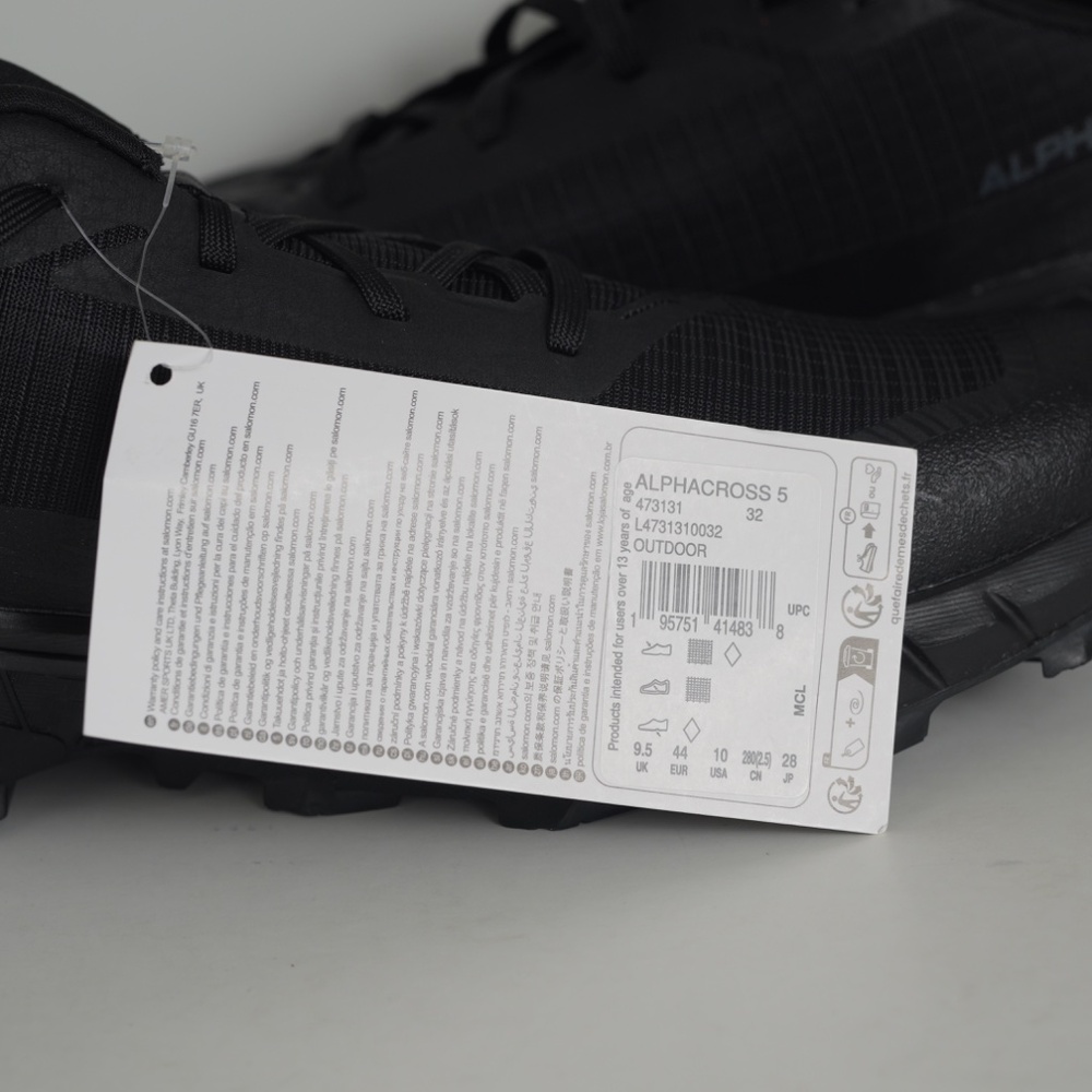 Salomon ALPHACROSS 5  Sneakers Men Black Ebony Lace Up Trail Running Shoes US 10 - Picture 4 of 5